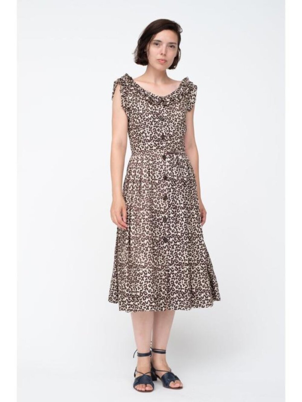 ✨ Sea New York "Lottie" Leopard Print Ruffle Midi Dress Size 0✨